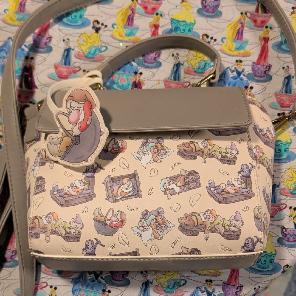 Gray and Cream Snow White Dwarves Crossbody Bag Disney
